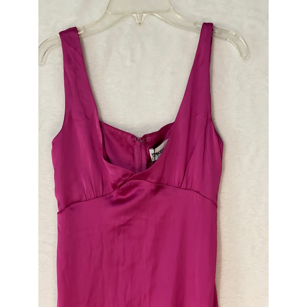 Princess Polly Lynsey Midi Dress Magenta Pink Satin Sweetheart Neck US 0 NEW - Picture 3 of 6